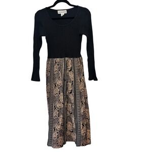 Alexa Rae Vintage Floral Sml Dress Long Sleeve Knit Midi Fairy Grunge Whimsigoth